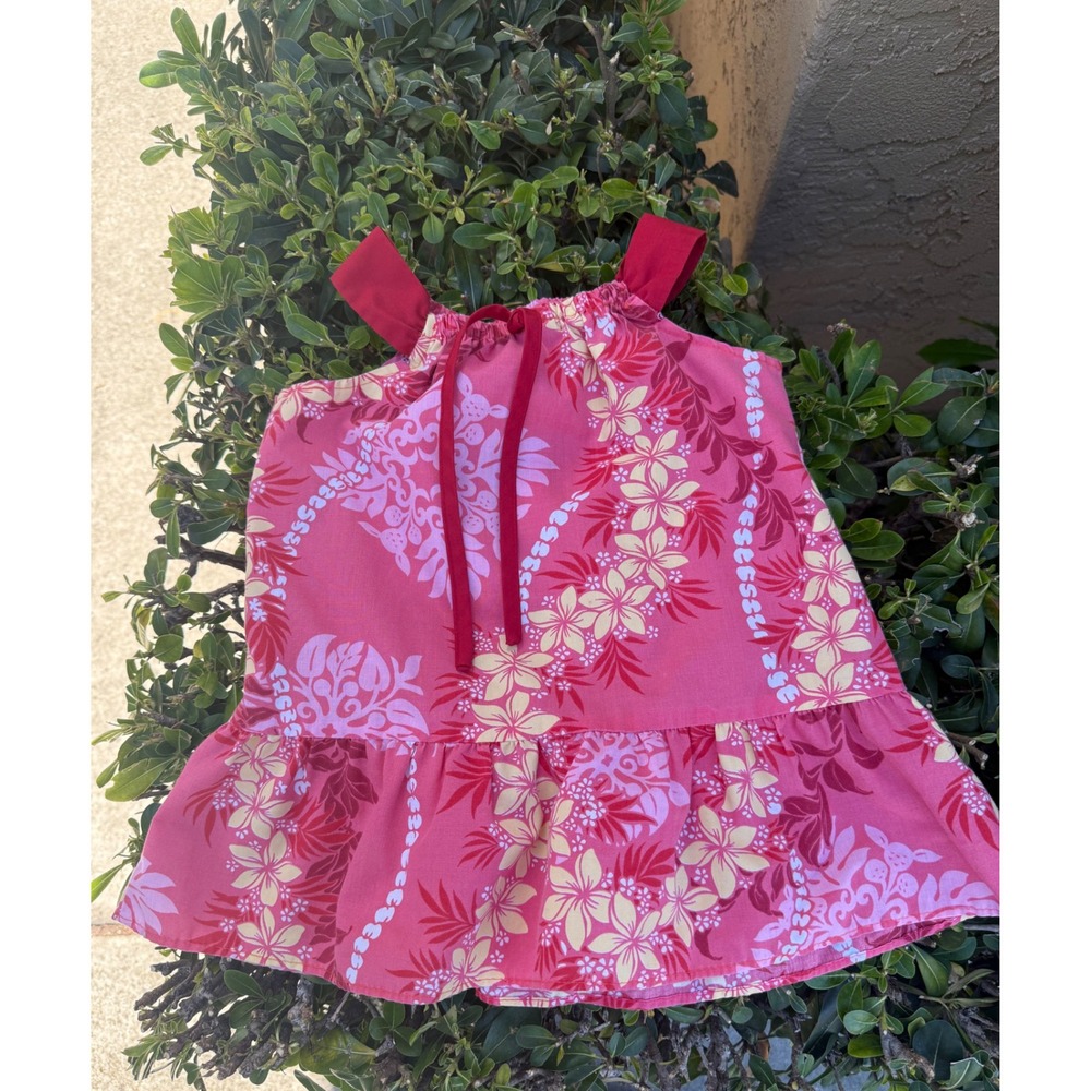 Baby Girl Hawaii Pink Floral Tropical Ruffle Dress Size 18-24M Made‎ in USA